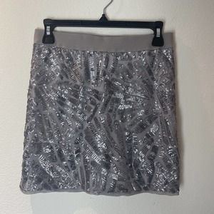 bcbg maxazria, grey sequin mini skirt, M